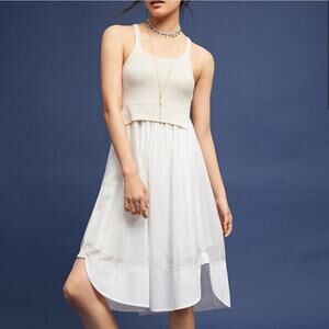 Maeve | Varadero Midi Dress Cream White Knitted Tank Over Dress Layered Boho S